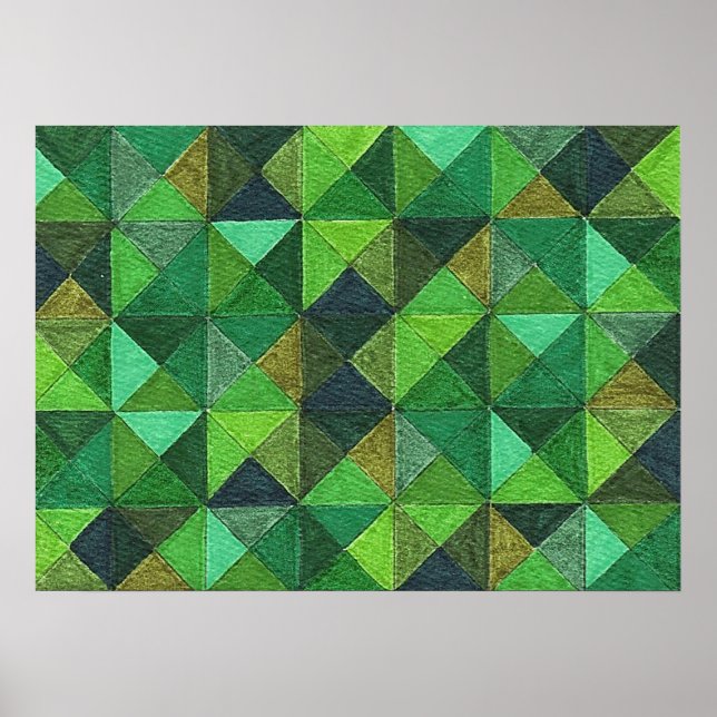 Abstract Art Study Green Diamonds Poster Print (Front)