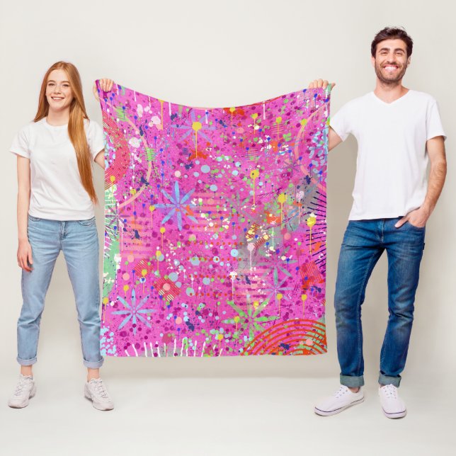 Abstract Art: Summertime Dreams Fleece Blanket (In Situ)