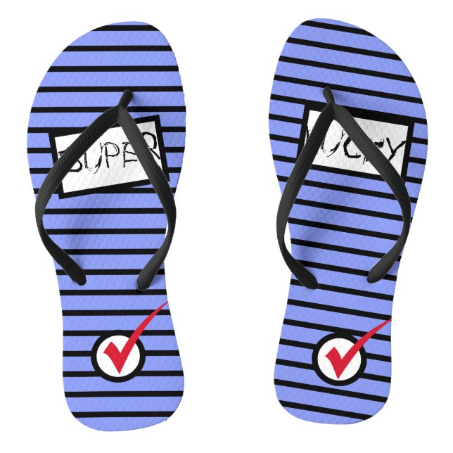 Abstract Art Super Lucky Check Mark Flip Flops (Footbed)