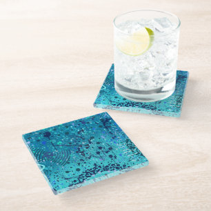 Abstract Art: Symphony on the Sea Glass Coaster