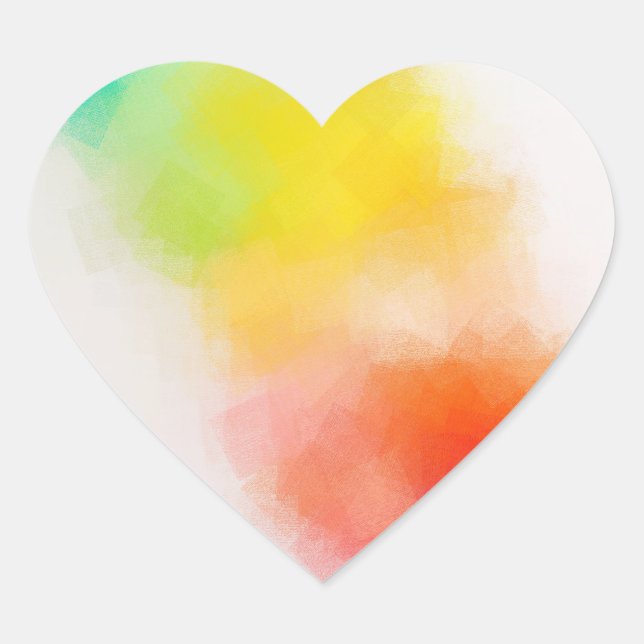 Abstract Art Template Colourful Pink Red Yellow Heart Sticker (Front)