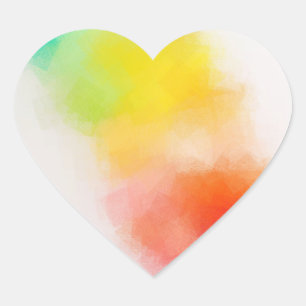 Abstract Art Template Colourful Pink Red Yellow Heart Sticker