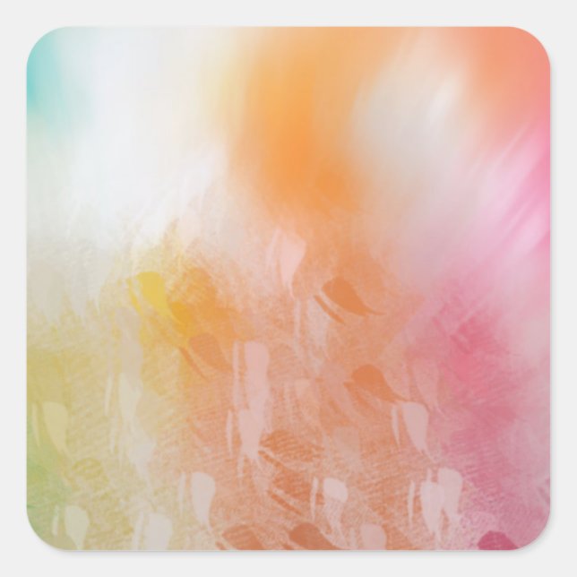 Abstract Art Template Pink Red Yellow Blue Blank Square Sticker (Front)