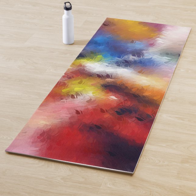 Abstract Art Template Red Orange Yellow Blue Yoga Mat (In Situ)