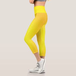 Abstract Art Texture Sunny Happy Yellow Orange Capri Leggings