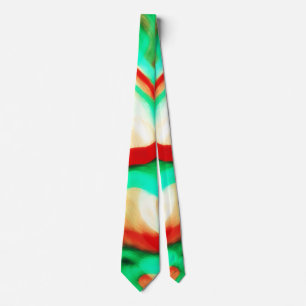 Abstract Art Tie Red Aqua Green Amber
