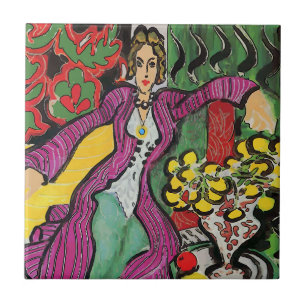 Abstract Art Tiles, Nancy with Flowers Tile
