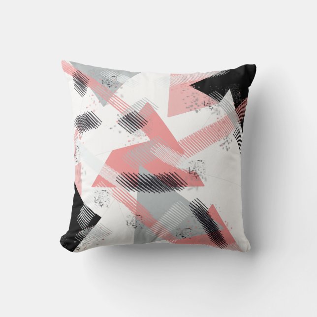 Abstract Art Triangle Coral Peach Cushion (Front)