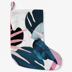 Abstract art tropical leaves background. Wallpaper Small Christmas Stocking