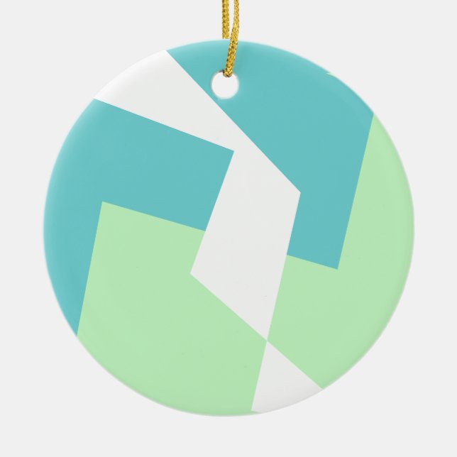 Abstract Art Turquoise Blue Green Ceramic Tree Decoration (Front)