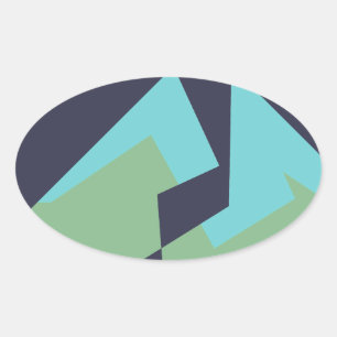 Abstract Art Turquoise Blue Green Oval Sticker