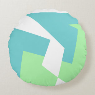 Abstract Art Turquoise Blue Green Round Cushion