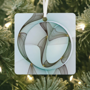 Abstract Art Turquoise Brown Gold Elegance Square Metal Tree Decoration