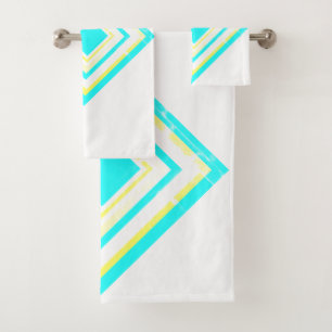 Abstract Art Turquoise Green Blue White Bath Towel Set