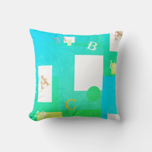 Abstract Art Turquoise Green White Throw Pillow