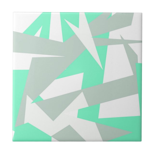 Abstract Art Turquoise Grey White Pastel Tile (Front)