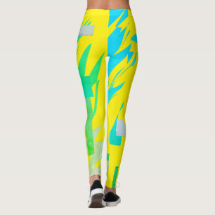 Abstract Art Turquoise Pastel Colors Leggings