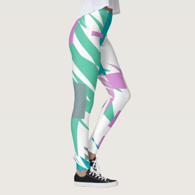 Abstract Art Turquoise Pastel Colours Leggings (Right)