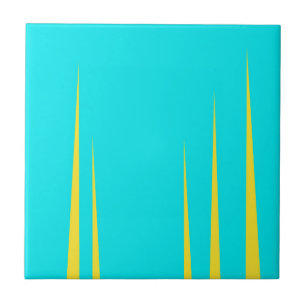 Abstract Art Turquoise Yellow Twirl Minimalism Tile