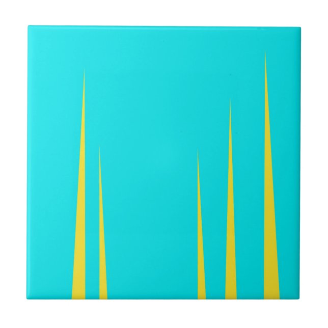 Abstract Art Turquoise Yellow Twirl Minimalism Tile (Front)
