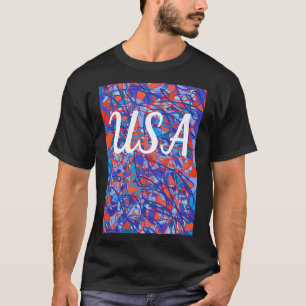 abstract art USA red white & blue T-Shirt