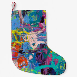 Abstract Art: Vibrant Painting Expression Small Christmas Stocking