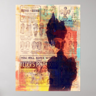 Abstract Art Vintage Woman She Remembers Medium Poster