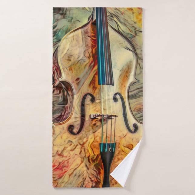 Abstract Art Violin Beach Towel (Bath Towel)