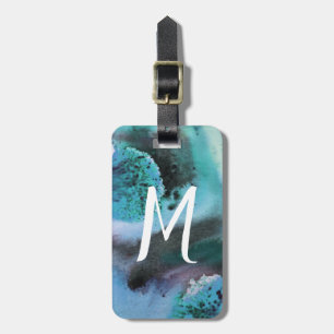 Abstract art watercolor: customised in blues luggage tag