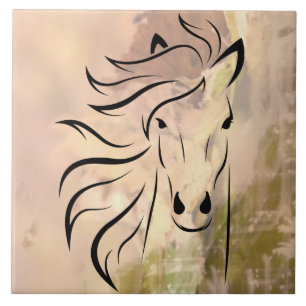 abstract art Wild Horse Tile