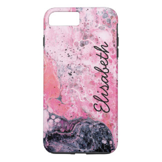 Abstract Art With Acrylic Paint Pour | Pink Black iPhone 8 Plus/7 Plus Case