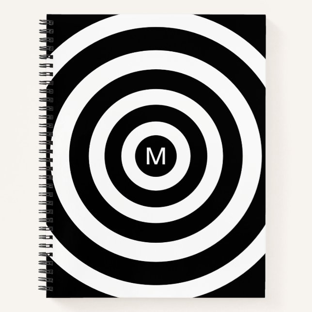 Abstract Art with Circles in Black & White Notebook (Front)