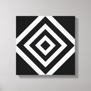 Abstract Art with Diamond Shapes in Black & White Canvas Print