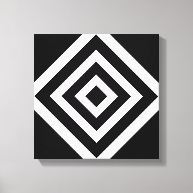 Abstract Art with Diamond Shapes in Black & White Canvas Print (Front)
