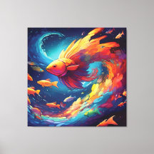 Abstract art with fish in space