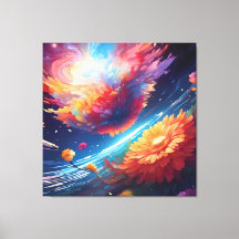 Abstract art with flowers in space