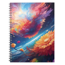 Abstract art with flowers in space