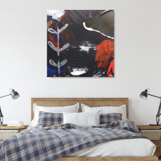 Abstract Art with Silver, Copper, and Red Accents Canvas Print