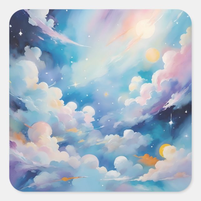 Abstract art with sky theme square sticker (Front)