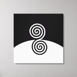 Abstract Art with Spiral Circles in Black & White Canvas Print