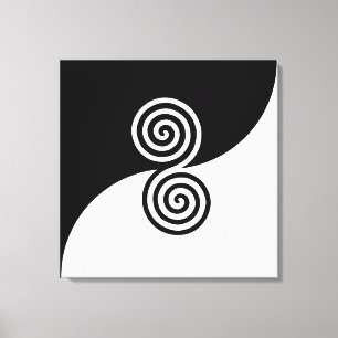 Abstract Art with Spiral Circles in Black & White Canvas Print