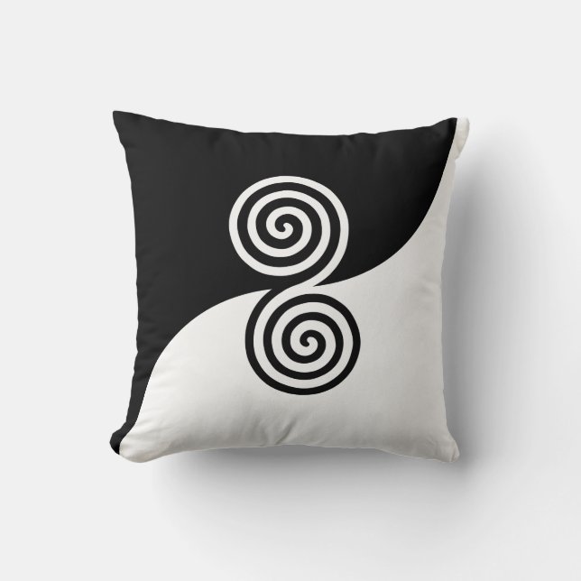 Abstract Art with Spiral Circles in Black & White Cushion (Front)