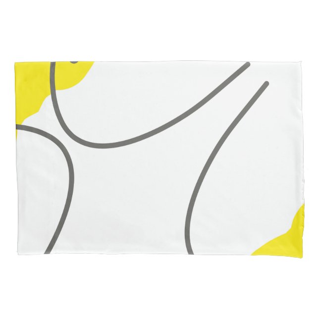 Abstract Art Yellow Grey White Minimalism Pillowcase (Front)