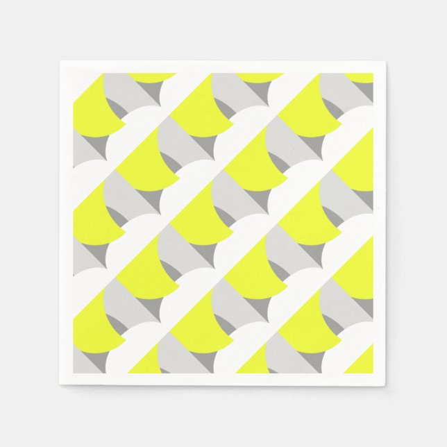 Abstract Art Yellow Grey White Napkin (Front)