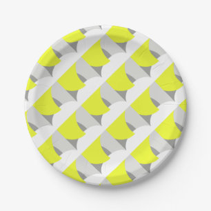 Abstract Art Yellow Grey White Paper Plate