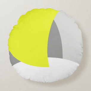 Abstract Art Yellow Grey White Round Cushion