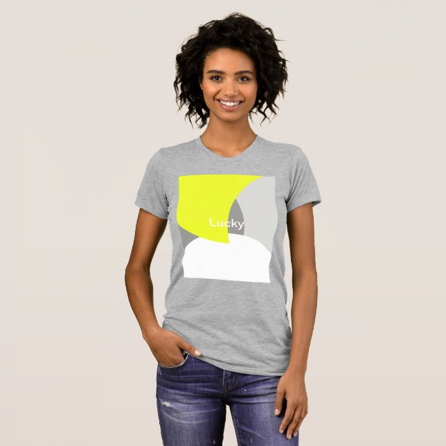 Abstract Art Yellow Grey White T-Shirt (Front Full)