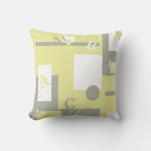 Abstract Art Yellow Grey White Throw Pillow