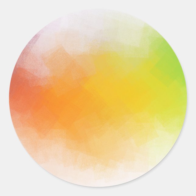 Abstract Art Yellow Orange Blue Green Pink Red Classic Round Sticker (Front)