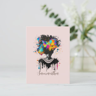 Abstract Artist Afro Woman Black and White Postcard